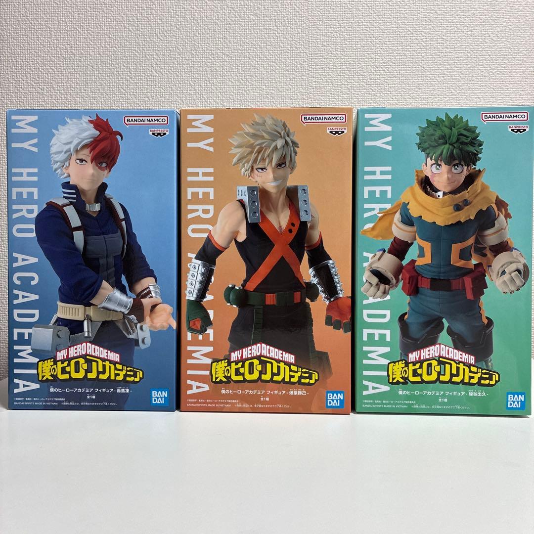 僕のヒーローアカデミア フィギュア-緑谷出久-爆豪勝己-轟焦凍- 三種セット